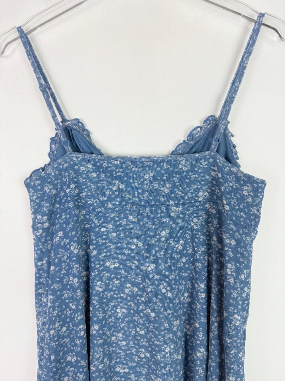 American Eagle Babydoll Mini Mesh Ditsy Floral Dress Blue Size Medium M EUC - Picture 9 of 10